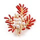 Broche de aleación en forma de coral con perla de resina. JEWB-O009-19-1