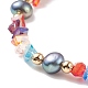 Bracelet extensible en perles naturelles et triangle de verre pour femme BJEW-JB08230-6