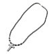 Synthetic Non-magnetic Hematite Cross Pendant Necklace with Beaded Chains NJEW-E095-03-2
