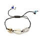 Braccialetti di perline intrecciati con conchiglia in acrilico e lega a 2 colori con malocchio a lume BJEW-JB08131-3