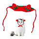 綿かぎ針編みのペットの帽子コスチューム  猫犬祭り誕生日テーマパーティー写真小道具  苺  レッド  690mm AJEW-WH0258-807-1