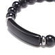 Bracelet extensible en perles d'obsidienne naturelle BJEW-JB08879-02-4