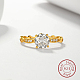 クリアキュービックジルコニアダイヤモンドフィンガーリング  スターリングシルバーの指輪925個  ゴールドカラー  usサイズ8（18.1mm） MS4914-3-1