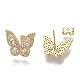 Brass Micro Pave Clear Cubic Zirconia Stud Earrings EJEW-S208-092-3