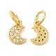 Rack Plating Brass Pave Clear Cubic Zirconia Moon Charms with Jump Ring KK-Z026-01G-1