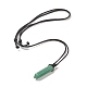 Natural & Synthetic Mixed Gemstone Bullet Pendant Necklace with Waxed Cords for Women NJEW-M196-02-3