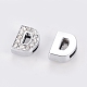 Alloy Initial Slide Charms with Grade A Rhinestones ALRI-R032-D-FF-2