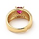 Регулируемое кольцо вишневого цвета с кубическим цирконием в форме сердца RJEW-I087-07-4