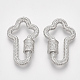 Brass Micro Pave Clear Cubic Zirconia Screw Carabiner Lock Charms ZIRC-T010-09P-1