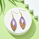 Boucles d'oreilles pendantes en résine bicolore et bois de noyer EJEW-JE05504-05-3