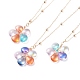 Glass Beaded Flower Pendant Necklace with Satellite Chain NJEW-JN03842-1