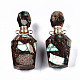 Pendentifs de flacons de parfum ouvrants en bronzite synthétique et jaspe impérial assemblés G-S366-058C-2