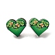 Boucles d'oreilles en bois vert de la Saint-Patrick EJEW-D074-01E-1
