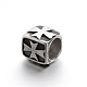 Retro Smooth 304 Stainless Steel Large Hole Cube Beads with Cross STAS-I031-28-2
