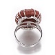 調節可能な合成金石フィンガー指輪  プラチナトーンの真鍮パーツ  オーバル  サイズ8  18mm RJEW-L090-B02-3