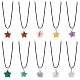 Anattasoul 10 pièces 10 styles colliers pendentif étoile de pierres précieuses naturelles mélangées serties de cordons de cire NJEW-AN0001-56-1
