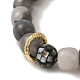 Bracelets extensibles en quartz nuageux naturel et coquillages BJEW-C051-03-2