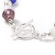 Lampwork Mushroom & Glass Pearl Beaded Bracelet with 304 Stainless Steel Toggle Clasps for Women BJEW-TA00205-5