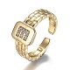 Brass Micro Pave Clear Cubic Zirconia Cuff Rings RJEW-H538-02G-E-3