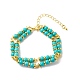 Bracelet multi-rangs double ligne perlé turquoise synthétique BJEW-JB08668-1