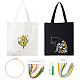 CHGCRAFT DIY Flower & Cat Pattern Canvas Bag Embroidery Starter Kit DIY-CA0003-76-1