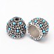 Platinum Plated Brass Polymer Clay Rhinestone Cord Ends RB-L025-24-3