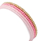 Ensemble de bracelets extensibles en perles de cœur et de graines de verre en laiton BJEW-JB09537-5