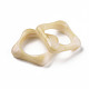 正方形の不透明な樹脂の指輪  天然石風  ナバホホワイト  usサイズ7 1/4(17.7mm) RJEW-S046-001-B01-5