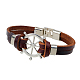 Helm Alloy Leather Cord Link Bracelets BJEW-P0001-13-2
