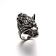 Wolf Personalized Retro Men's 304 Stainless Steel Finger Rings RJEW-O014-01-1