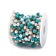 304 Gliederkette aus synthetischen türkisfarbenen Perlen aus Edelstahl mit Glas CHS-P016-47G-3