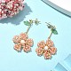 Orecchini pendenti in ottone e fiore della vita con perline EJEW-TA00253-3