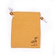 黄麻布製梱包袋ポーチ  巾着袋  木製のビーズで  ミックスカラー  13.8~14.3x10.8~11.5cm ABAG-L006-C-2