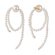 Orecchini pendenti con nappe rotonde e perline di conchiglia EJEW-TA00165-2