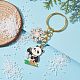 Porte-clés pendentif en émail en alliage de flocon de neige et de panda KEYC-JKC00630-05-3