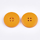 塗りの木製のボタン  4穴  フラットラウンド  オレンジ  24.5x4mm  穴：2mm WOOD-Q040-002B-2
