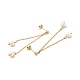 Glass Pearl Tassel Dangle Stud Earrings EJEW-P219-20G-2