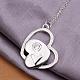 Collares simples de plata chapada en latón cúbico zirconia corazón colgante para mujer NJEW-BB12770-3