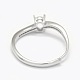 925 componentes de anillo de dedo de garra de diamante de imitación de plata esterlina STER-E061-49P-5