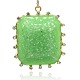 （秋の美的大セール）  矩形アロイ樹脂大きなペンダント  クリスタルラインストーン付き  ゴールデンの金属色  春の緑  74x60x16mm  穴：4mm PALLOY-J185-02G-1