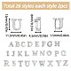 Sunnyclue 52 個 26 スタイル合金ラインストーン スライド チャーム  最初のアルファベット  プラチナ  a～zの文字  11~12x11~11.5x4.5mm  穴：8x1.5mm  2個/スタイル FIND-SC0005-51-2