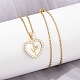 Латунный микропаве кубический цирконий пластиковая имитация ракушки кулон ожерелья NJEW-C076-10G-2