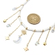 真鍮の月と星チャームよだれかけネックレス、ガラスビーズチェーン付き  ゴールドカラー  15.47インチ（39.3cm） NJEW-TA00101-3
