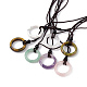 Collana con pendente ad anello in pietre preziose miste naturali con cordino in nylon per donna NJEW-F306-02-1