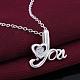 Silver Plated Brass Cubic Zirconia Love Pendant Necklaces For Valentine's Day Gift NJEW-BB09485-2