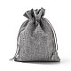 ポリエステル模造黄麻布包装袋巾着袋  クリスマスのために  結婚式のパーティーとdiyクラフトパッキング  グレー  14x10cm ABAG-R005-14x10-04-3