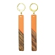 Two Tone Resin & Walnut Wood Rectangle Dangle Leverback Earrings EJEW-JE05503-02-1