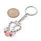 Porte-clés pendentif cœur en alliage et perles de verre KEYC-JKC00621-3