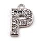 Alloy Rhinestone Letter Charms RB-A052-P01-3