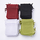4色オーガンジーバッグ巾着袋  リボン付き  高密度  長方形  耐火レンガ/ホワイト/ブラック/オリーブドラブ  ミックスカラー  11.5~12.5x8.5~9cm  25個/カラー  100個/セット OP-MSMC003-05A-9x12cm-2